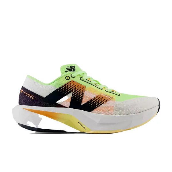 New Balance Men's FuelCell Rebel v4 WHITE/LIME GLO/HOT MANGO